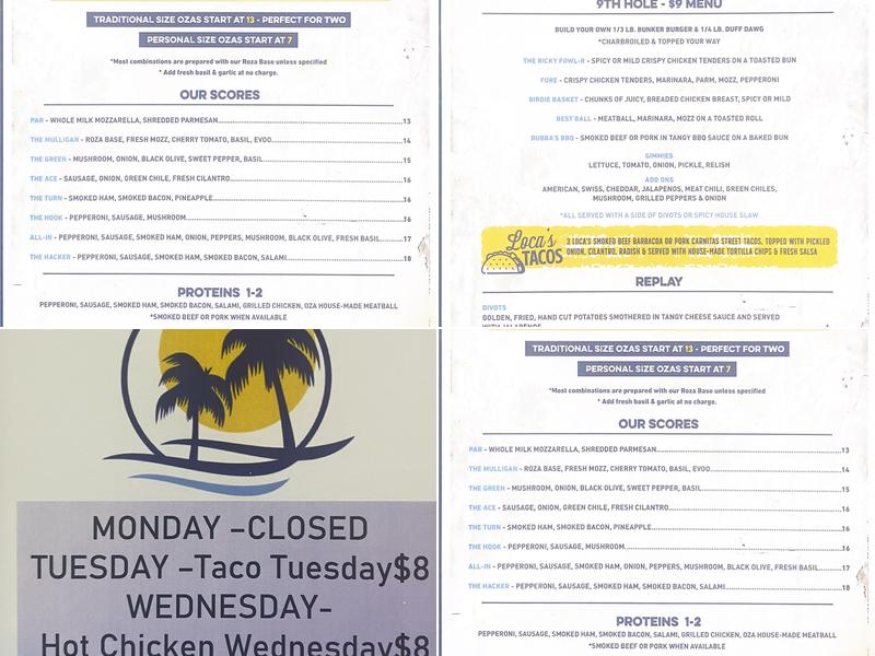 Oasis Canteen Menu