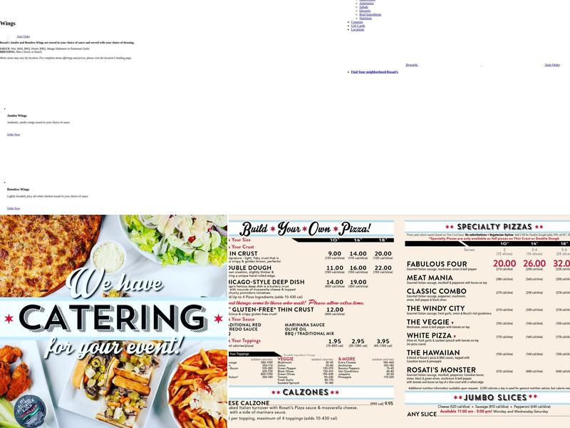 Rosati's Pizza Menu