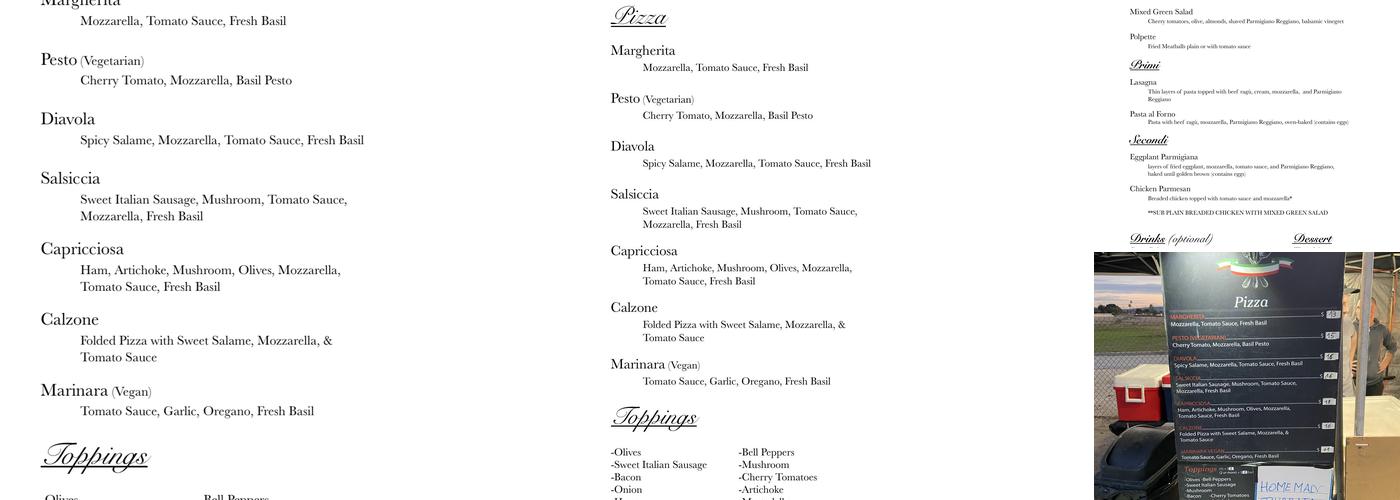 Italia Pasta e Pizza Menu