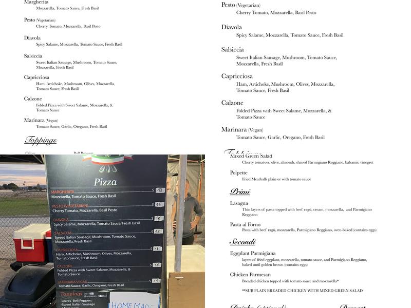 Italia Pasta e Pizza Menu