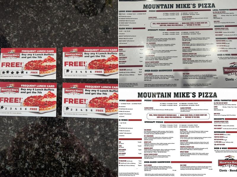 Mountain Mike's Pizza Menu