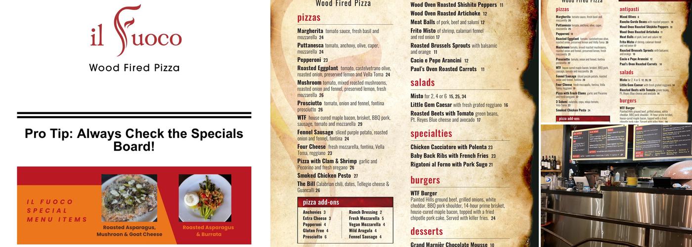 il Fuoco Pizza Menu