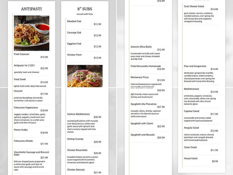 Don Giovanni contemporary italian and pizzeria Menu