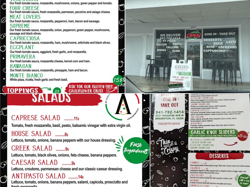 Agrigento Pizzeria Caffe Menu