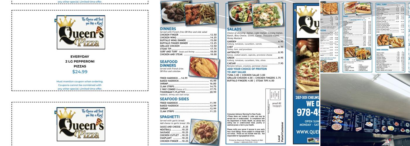 Queens Pizza Menu
