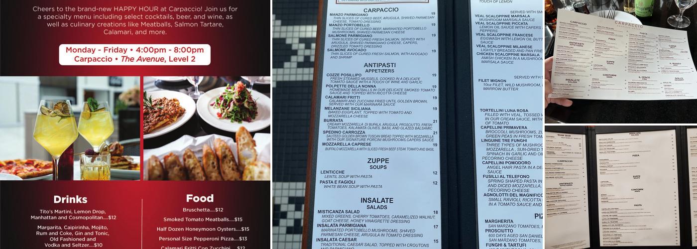 Carpaccio Menu