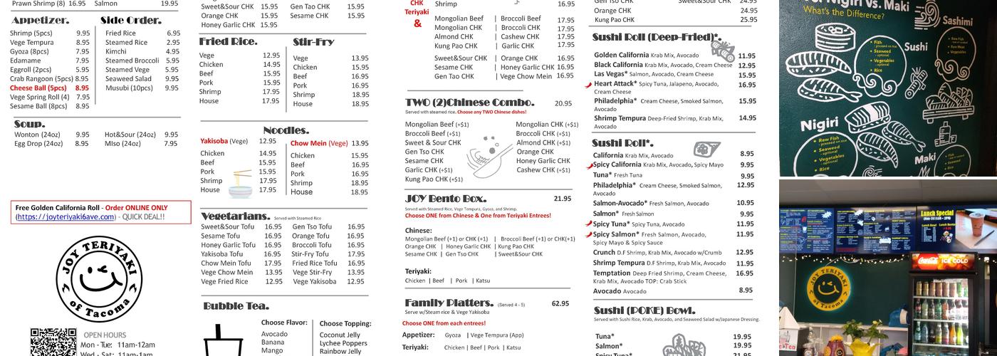 Joy Teriyaki - 6th Ave Menu