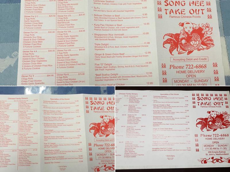 Song Hee Take Out Menu