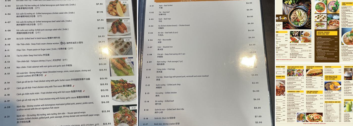 Pho Nga Son Menu