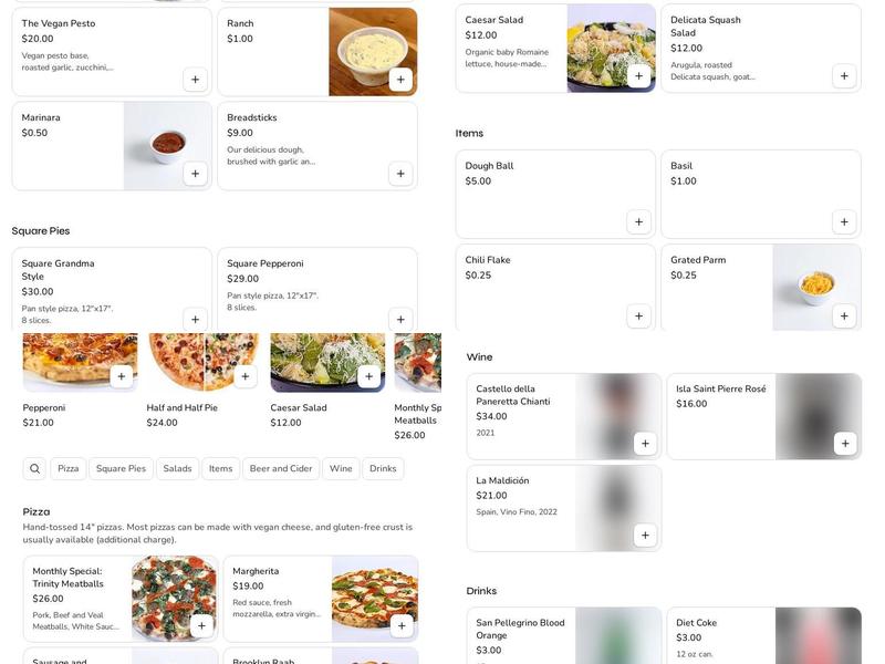 Meta Pizza Menu