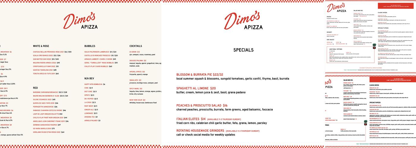 Dimo’s Apizza Menu