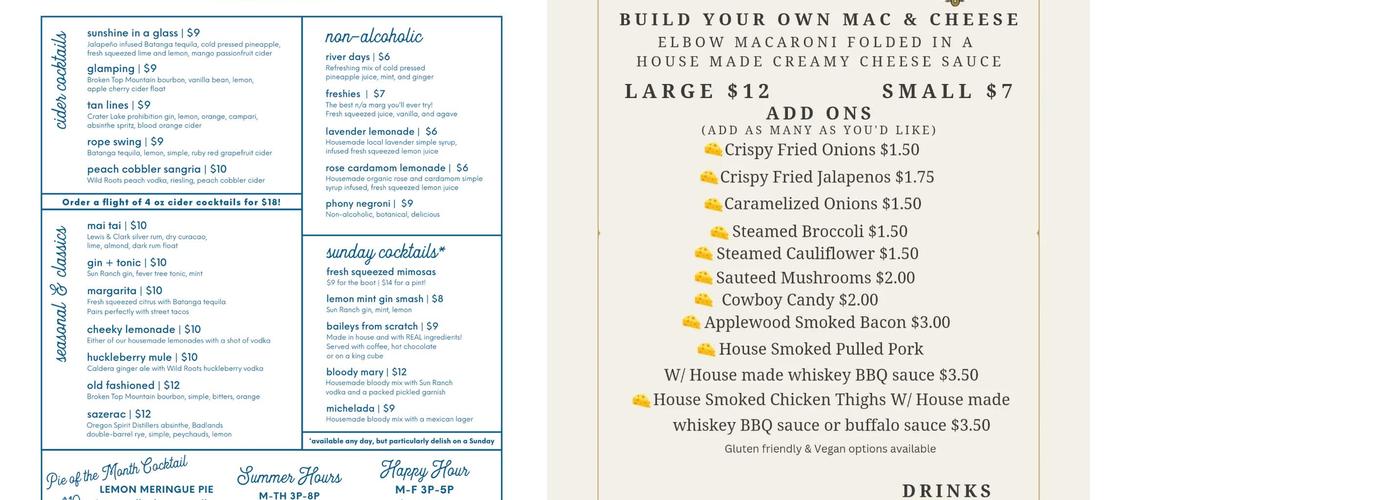 Legend Cider Company Menu