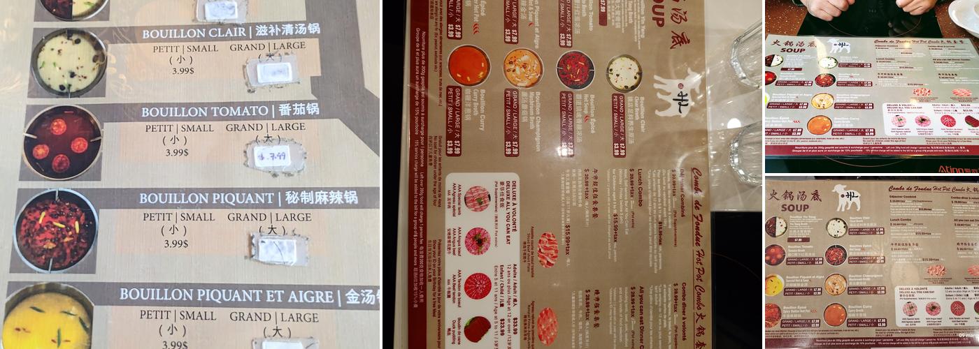 Happy Lamb Hot Pot, Montreal Menu
