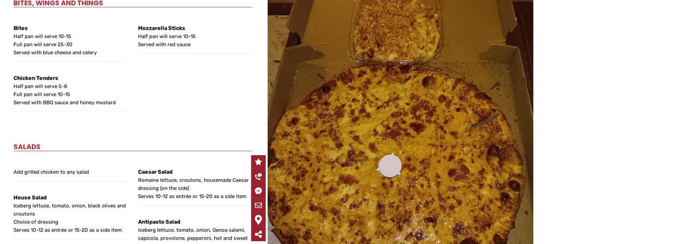 Vidaro's Pizza & Bites Menu