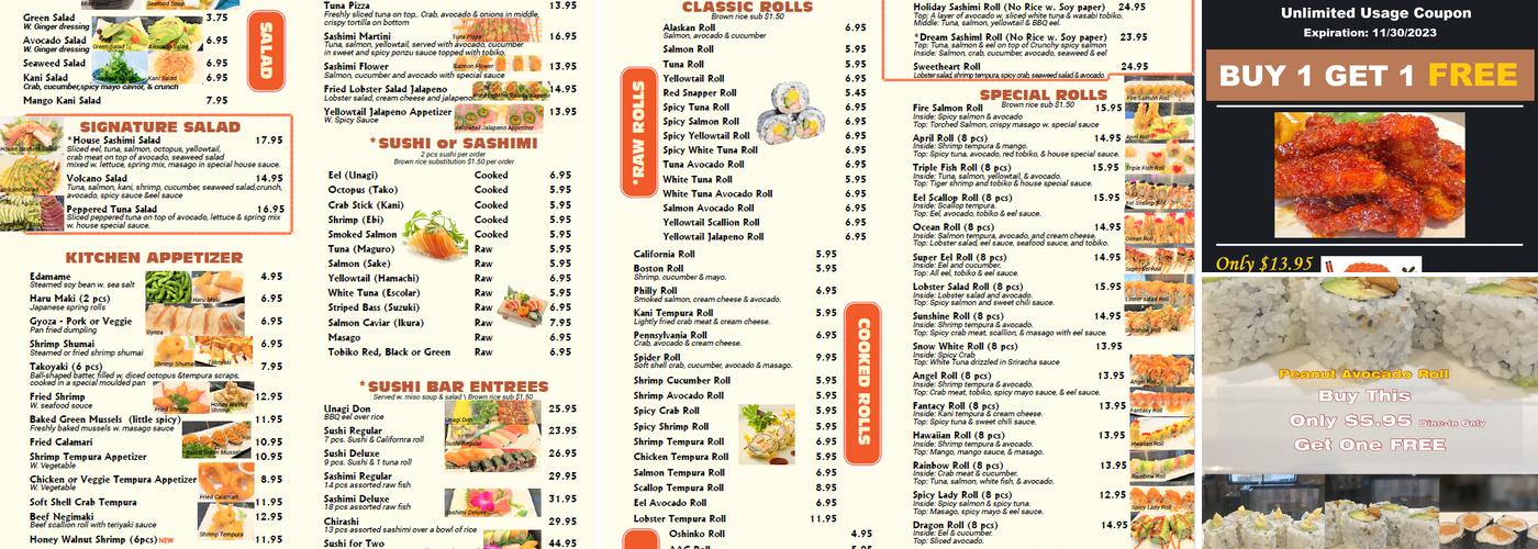 Emoji Sushi & Teriyaki Menu