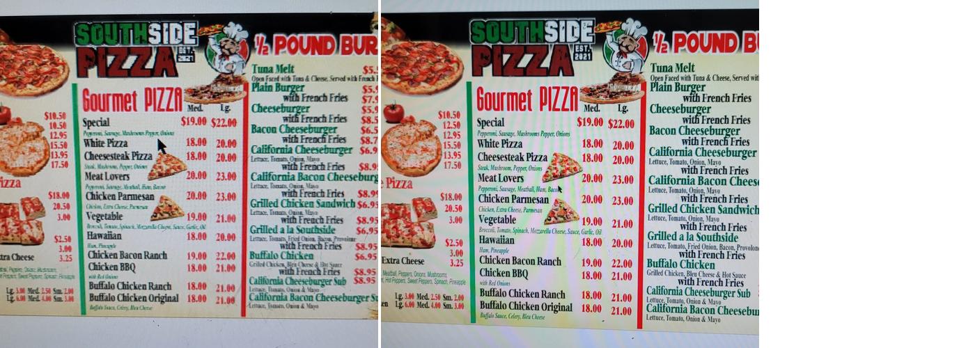 South Side Pizza Menu