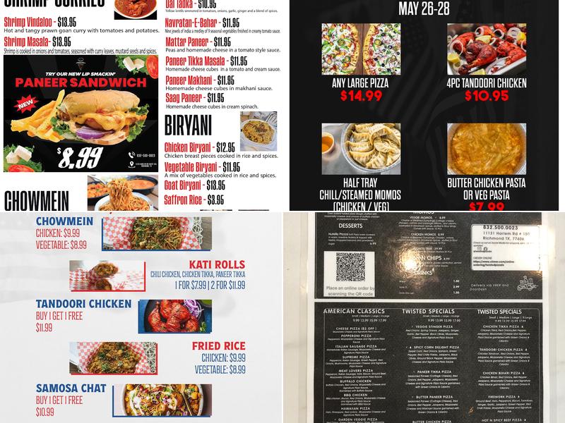 Twisted Pizza & Curries Menu