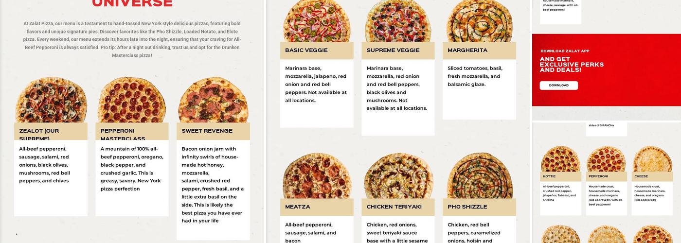 Zalat Pizza Menu
