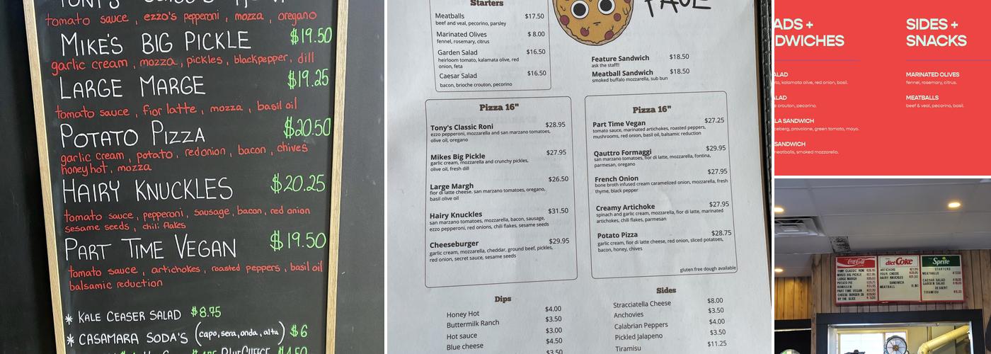 Pizzaface Menu