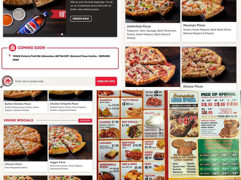 Canadian Pizza Unlimited Menu