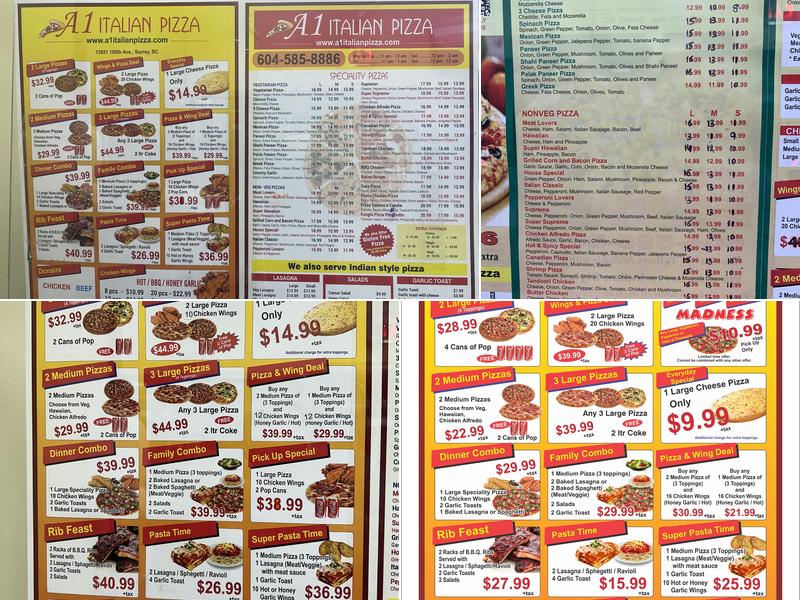 A-1 Pizza Menu