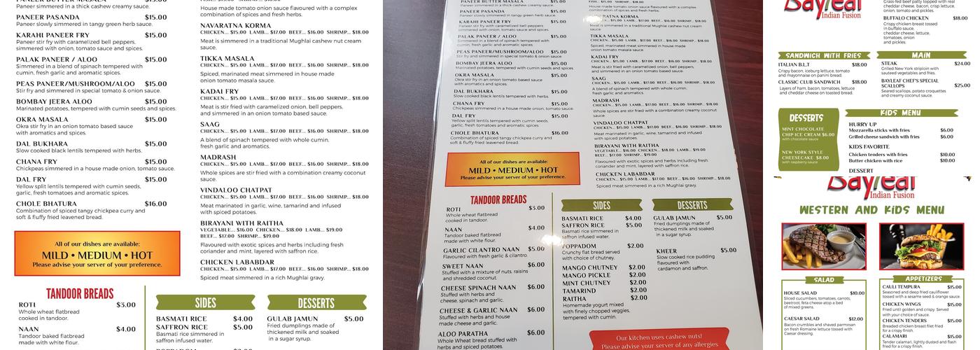 Bay Leaf Indian Fusion-Cranbrook Menu