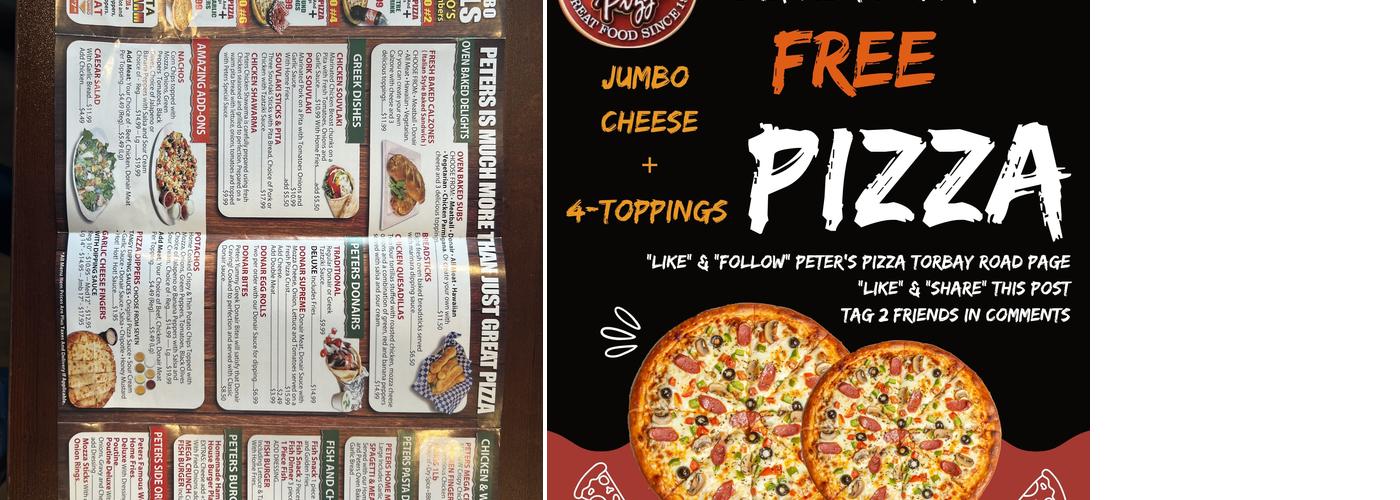 Peters Pizza Menu