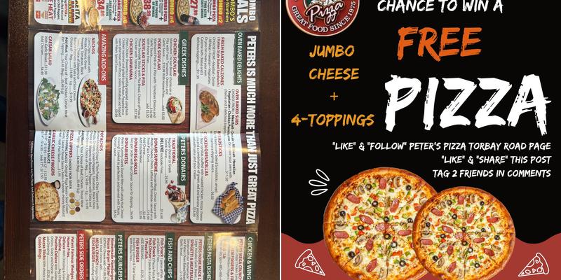 Peters Pizza Menu