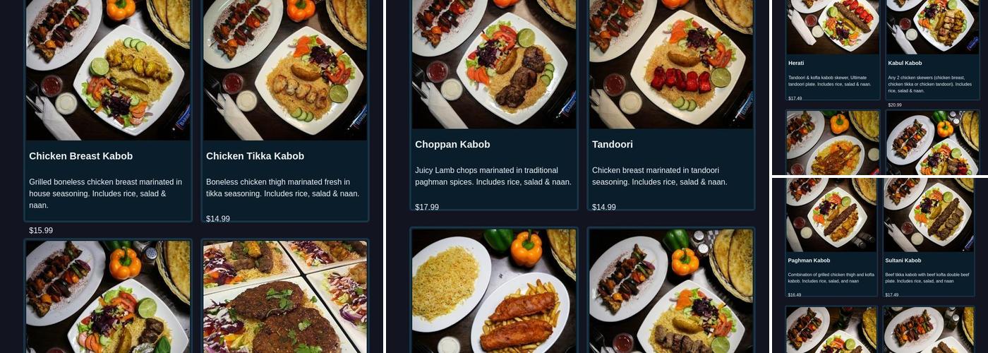 Paghman Kabob Menu