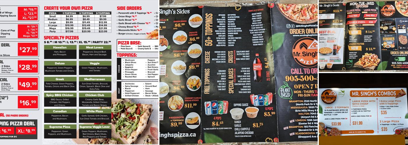 Mr. Singh's Pizza Scarborough Menu