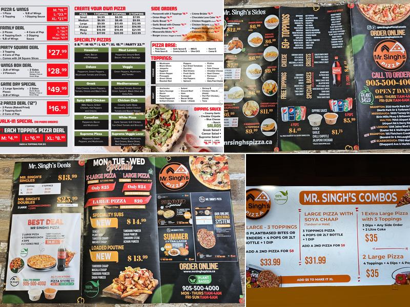 Mr. Singh's Pizza Scarborough Menu