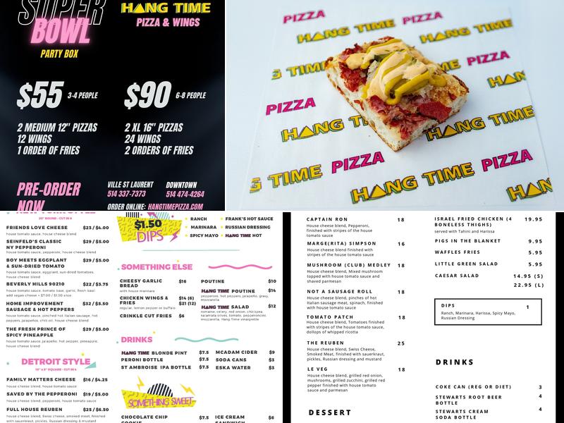 Hang Time Pizza Centre Ville Menu
