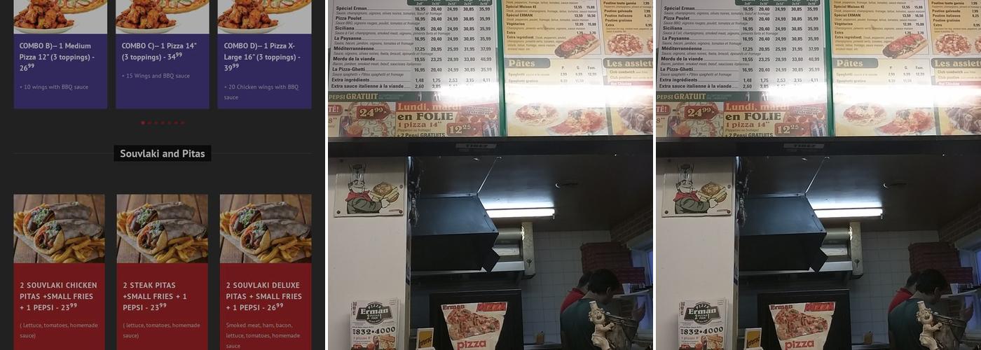 Erman Pizza Menu