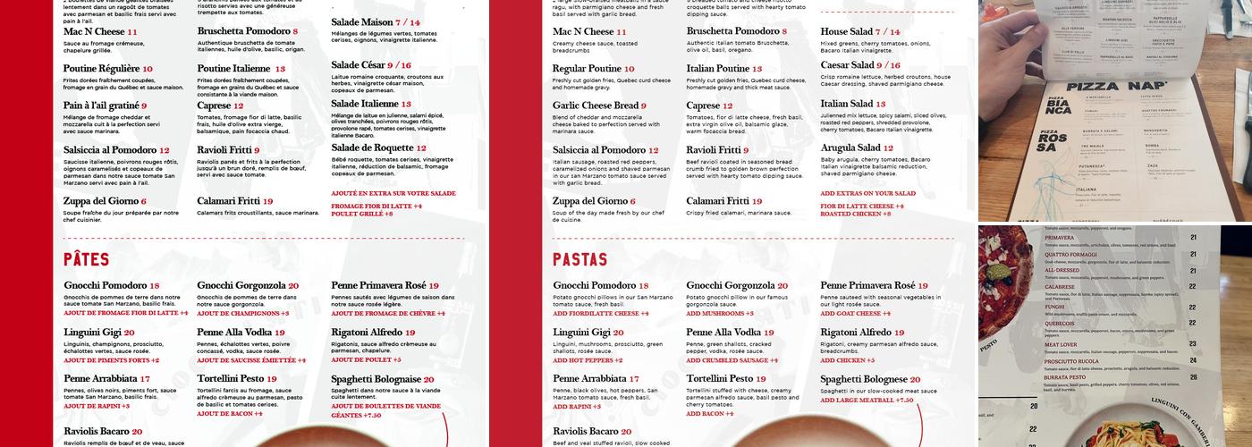Bacaro Pizzeria - Lucerne Menu