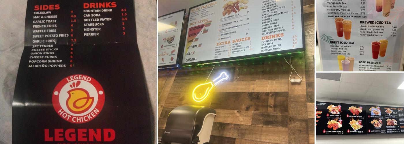 Legend Hot Chicken Menu