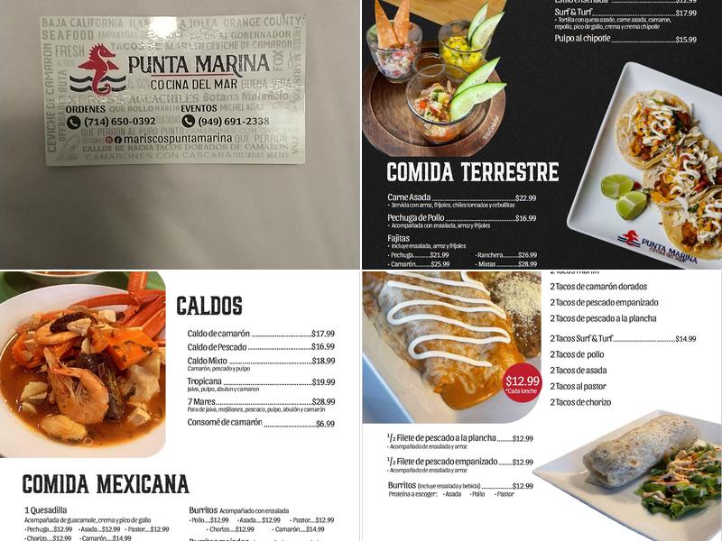 Punta Marina Menu