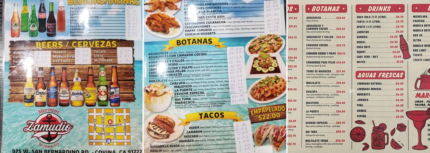 Mariscos Zamudio Menu