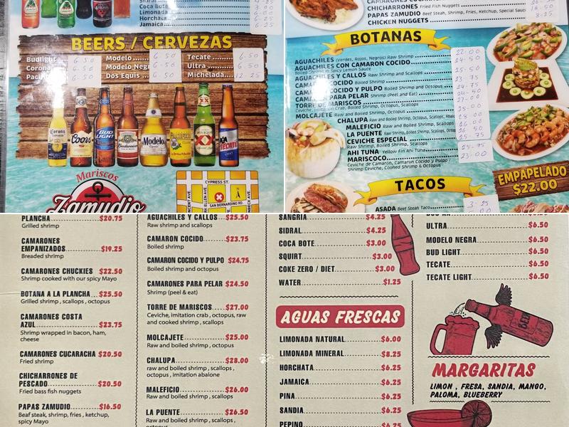 Mariscos Zamudio Menu