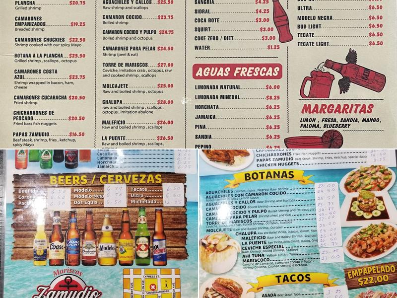 Mariscos Zamudio Menu