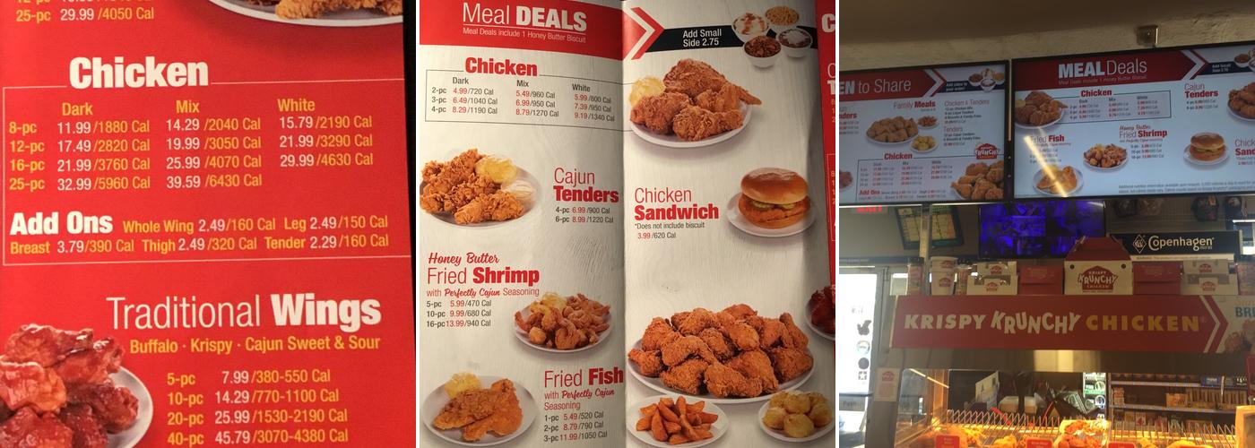 Krispy Krunchy Chicken Menu