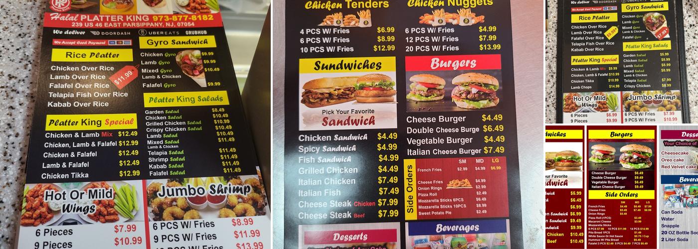 Halal Platter King Menu