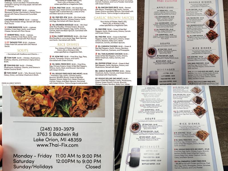 Thai Fix Menu