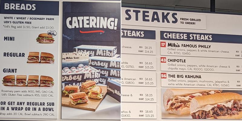 Jersey Mike's Subs Menu