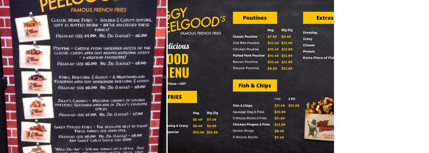 Ziggy Peelgoods Menu