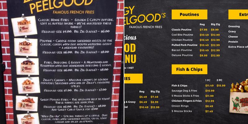 Ziggy Peelgoods Menu