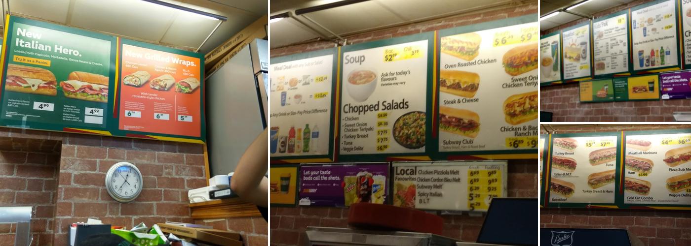 Subway Menu