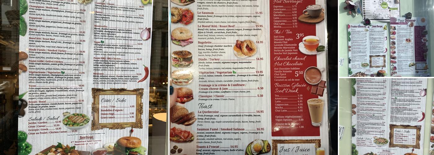 Saint Burger X Saint Café Menu