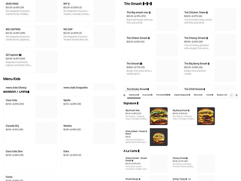 Captain B Menu