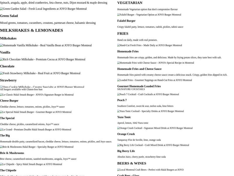 Joyo Burger - Masson Menu