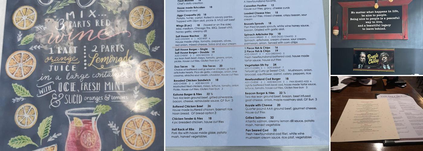 The Salt House Kitchen Menu